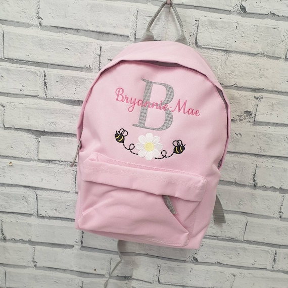 Personalised Toddler Bee Backpack, Embroidered Flower Design Rucksack,Nursey Bag, School Bag, Initial Rucksack