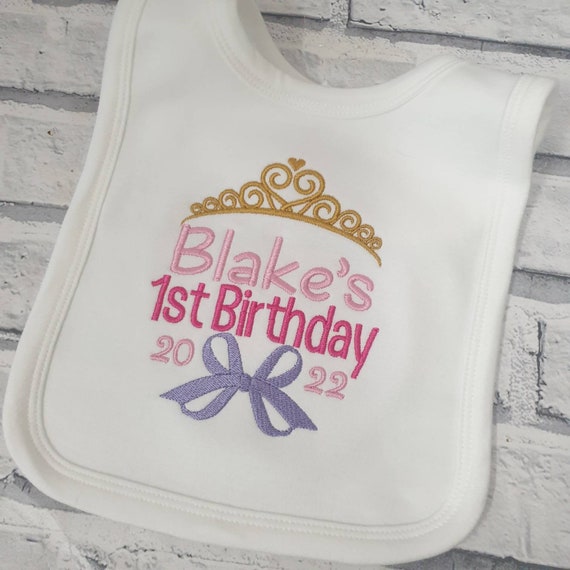 Personalised 1st Birthday Baby Bib, Baby Clothing, First Birthday, Girl