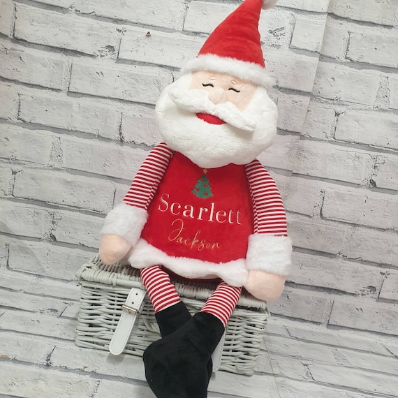Personalised Christmas Teddy, Embroidered Santa Teddy, Personalised Embroidered Santa Soft Toy, Unisex Christmas Teddy, Christmas Eve Box,
