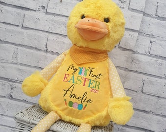 Personalised My First Easter Teddy Bear, Embroidered Easter Chick Bear, Personalised Birthday Teddy, Embroidered keepsake Gift, Christening