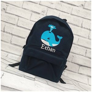 Sac à dos personnalisé baleine pour tout-petit, sac à dos, chambre d'enfant, cartable, unisexe, garçon, fille