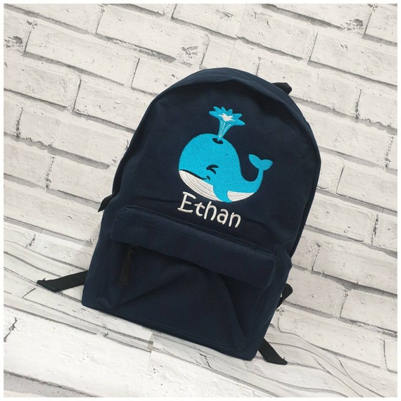 Personalised Toddler Whale BackPack, Rucksack,Nursey, School Bag, Unisex, Boy, Girl