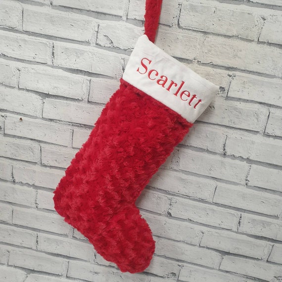 Personalised Christmas Stocking, Embroidered Christmas stocking, Personalised Stocking, Embroidered Stocking, Red Christmas Stocking