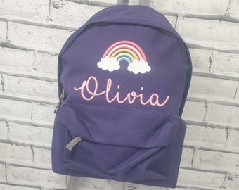 Personalisierter Kleinkind-Rucksack, bestickter Regenbogen-Rucksack, Reisetasche, individuelle Namens-Rucksack-Tasche, 3D-Name, personalisierter Kindergarten-Rucksack