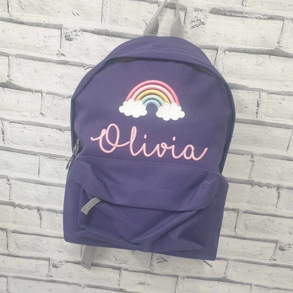Personalised Toddler Backpack, Embroidered Rainbow Rucksack, Travel Bag, Custom Name Rucksack Bag, 3D Name, Personalised Nursery Rucksack