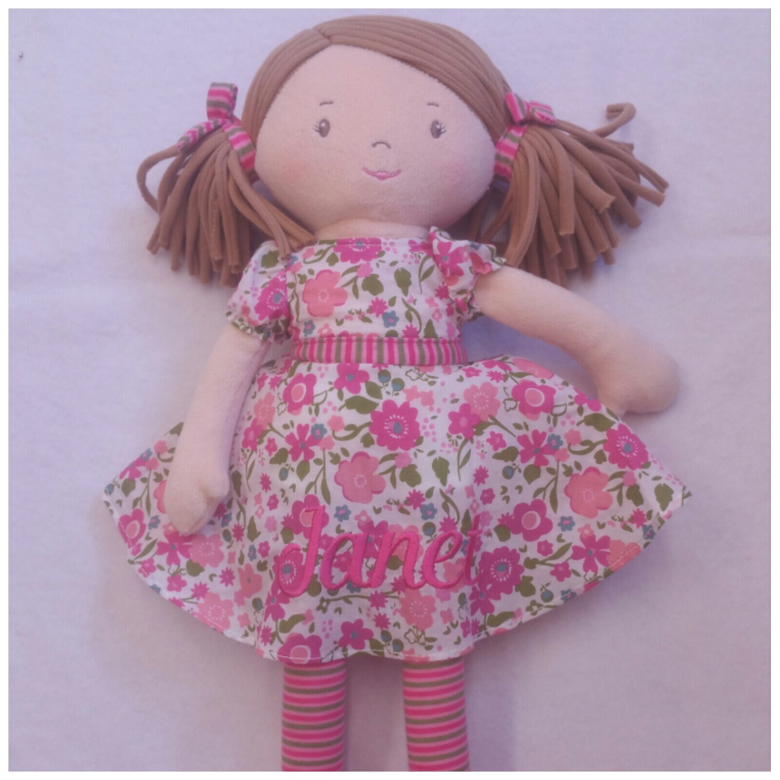Personalised Rag Doll Embroidered Baby Girls Gift Christening