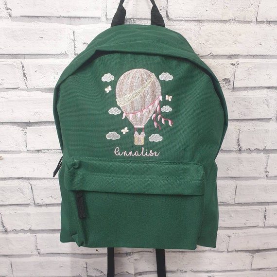 Personalised Toddler Backpack, Embroidered Hot Air Balloon Rucksack, Nursery Bag, Personalised Pink Air Balloon Backpack, Kids Nursery Bag