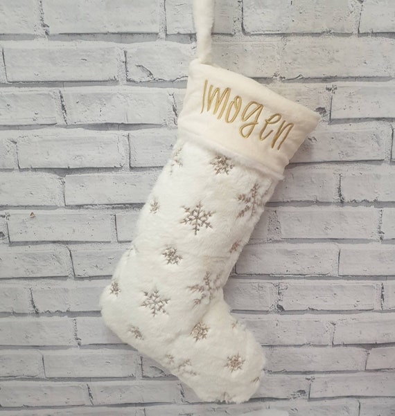 Personalised Christmas Stocking, Embroidered Christmas stocking, Personalised Stocking, Embroidered Stocking, Gold Christmas Stocking