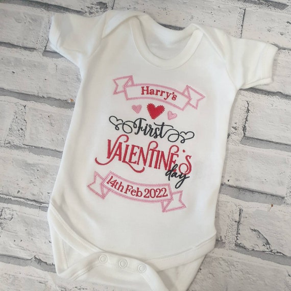 Personalised My First Valentines day Vest Embroidered 1st Valentines day Baby Vest, Baby Gift,