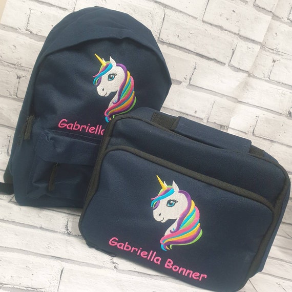 Personalised Toddler Backpack and Lunch Bag Set,Rucksack, Lunch Box, Cooler Bag, Unicorn Design, Nursery Bag, School Bag