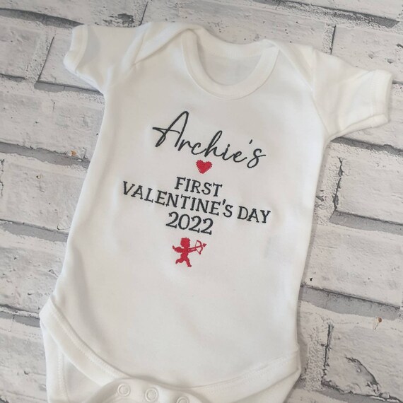 Personalised My First Valentines day Vest Embroidered 1st Valentines day Baby Vest, Baby Gift, Cupid Design