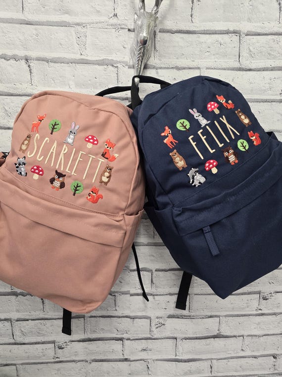 Personalised Toddler Backpack, Embroidered Woodland Animal Rucksack, Forest Animal Nursey Bag, Bunny School Bag, Unisex Nursery Rucksack