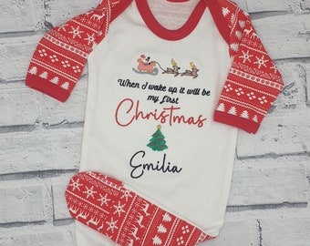 Personalised Christmas Sleepsuit , Embroidered My First Christmas Romper, 1st Christmas Baby Grow, Milestone Gift Ideas
