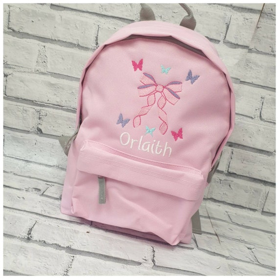 Personalised Toddler Butterfly Backpack, Embroidered Bow Rucksack,Nursey, School Bag, Unisex, Girl