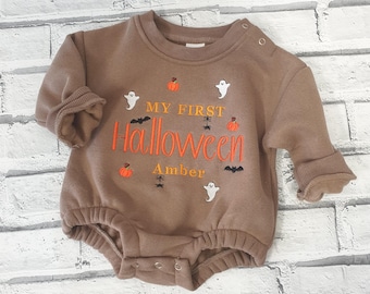 Personalised Halloween Sweatshirt, Embroidered Halloween Romper, My First Halloween Sweater, Embroidered Pumpkin Romper, Halloween Gift