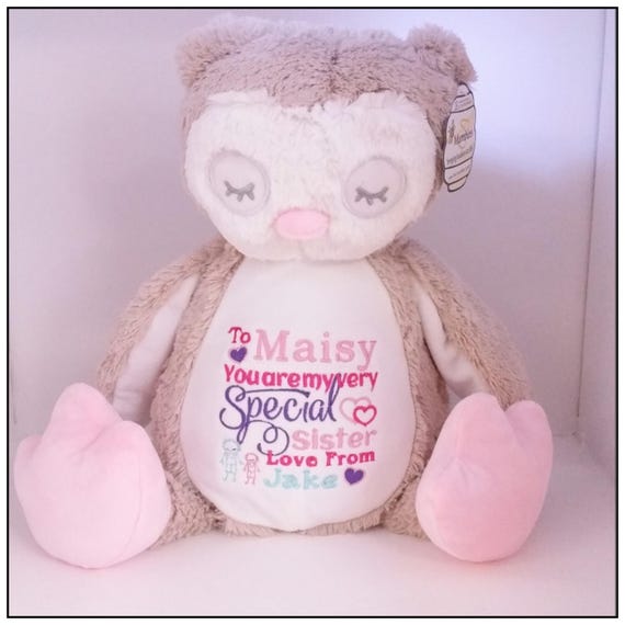 Personalised Teddy Bear, Embroidered Bears,  Personalised Baby Gift, Christening, Birthday Gift, Birth Announcement, Embroidered, Owl Teddy