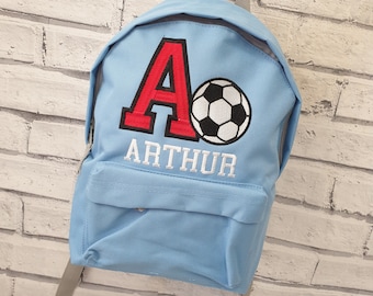 Personalisierter Kleinkindrucksack, bestickter Fußballrucksack, personalisierter Fußballrucksack, Fußballkindergartentasche, Vorschulrucksack.