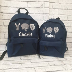 Sac à dos personnalisé pour tout-petit, sac à dos éléphant brodé, sac pour bébé lion, cartable zèbre, unisexe, garçon, fille, sac à dos animal de zoo.