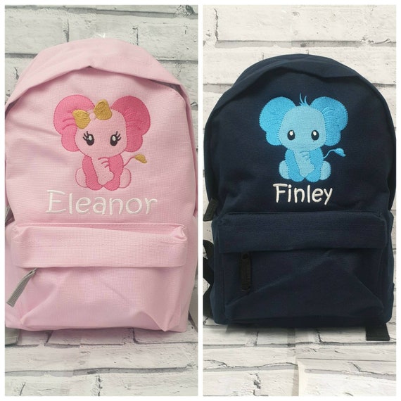 Personalised Toddler Backpack, Embroidered Elephant  Rucksack,Nursey Bag, School Bag, Unisex, Girl, Boy