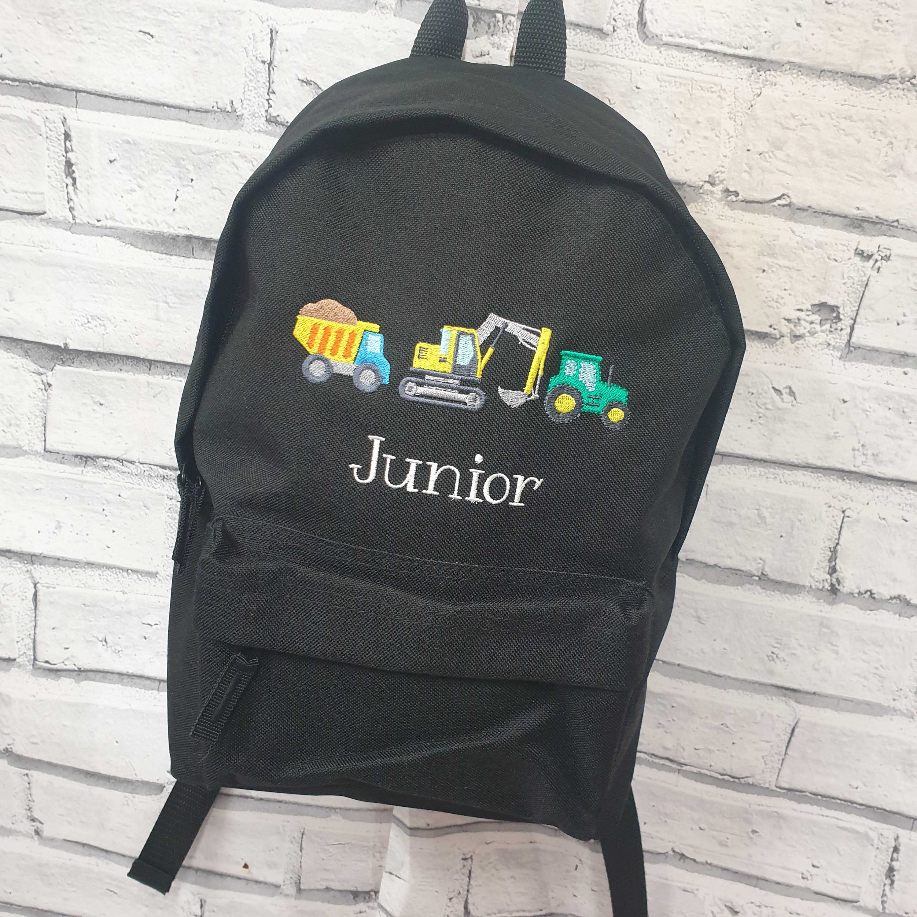 Embroidered Construction Backpack With Matching Lunch Box Personalised  Backpack and Lunch Bag Personalised Construction School Bag Set 