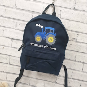 Sac à dos tracteur personnalisé, sac à dos pour tout-petit, chambre d'enfant, cartable, unisexe, garçon, fille, sac bleu tracteur