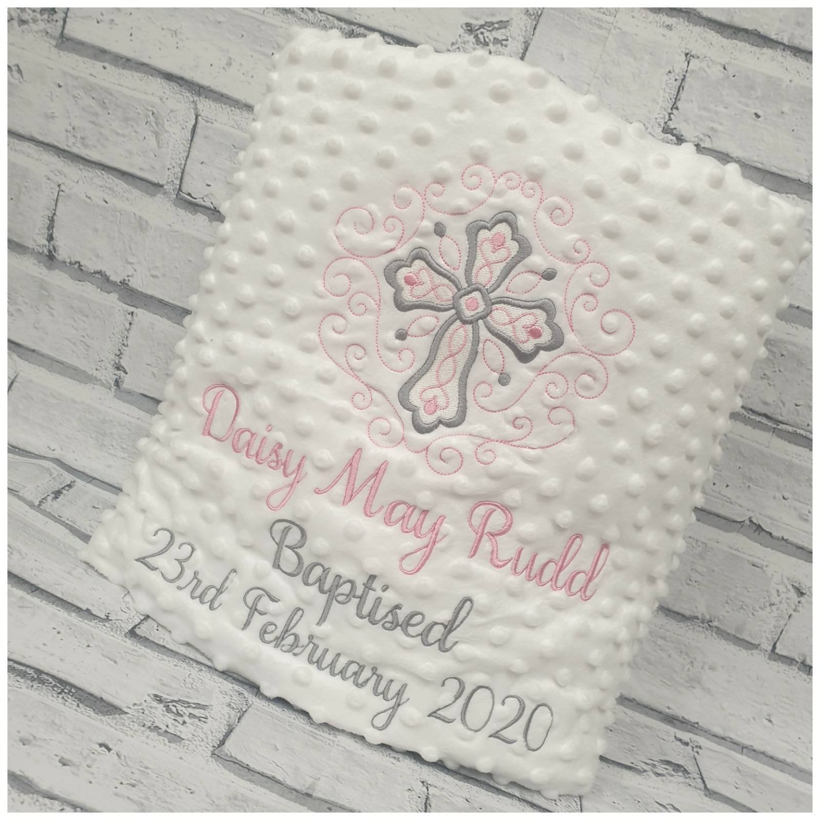 Personalised Christening Blanket, Embroidered Baptism Blanket