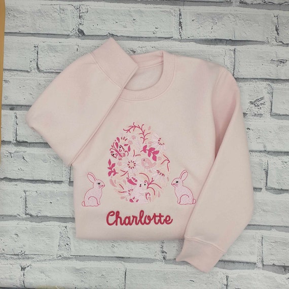 Personalised Easter sweatshirt, Embroidered Easter jumper, Floral Easter Sweatshirt, Unisex Easter Egg Jumper, Childs Easter Sweatshirt