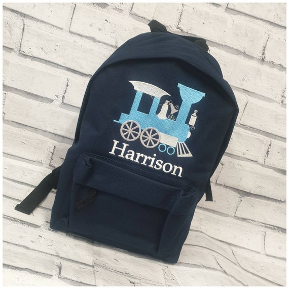 Personalised Train Design Backpack, Rucksack,Nursey, School Bag, Unisex, Boy, Girl