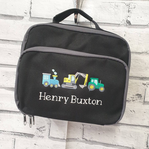 Personalised Tractor LunchBox, Train Lunchbox, Diiger Lunchbag, School Lunch Bag, Toddler LunchBox,