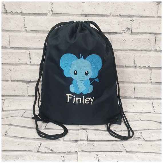 Personalised Elephant PE Bag, Embroidered Swimming Bag, Kids School Bag