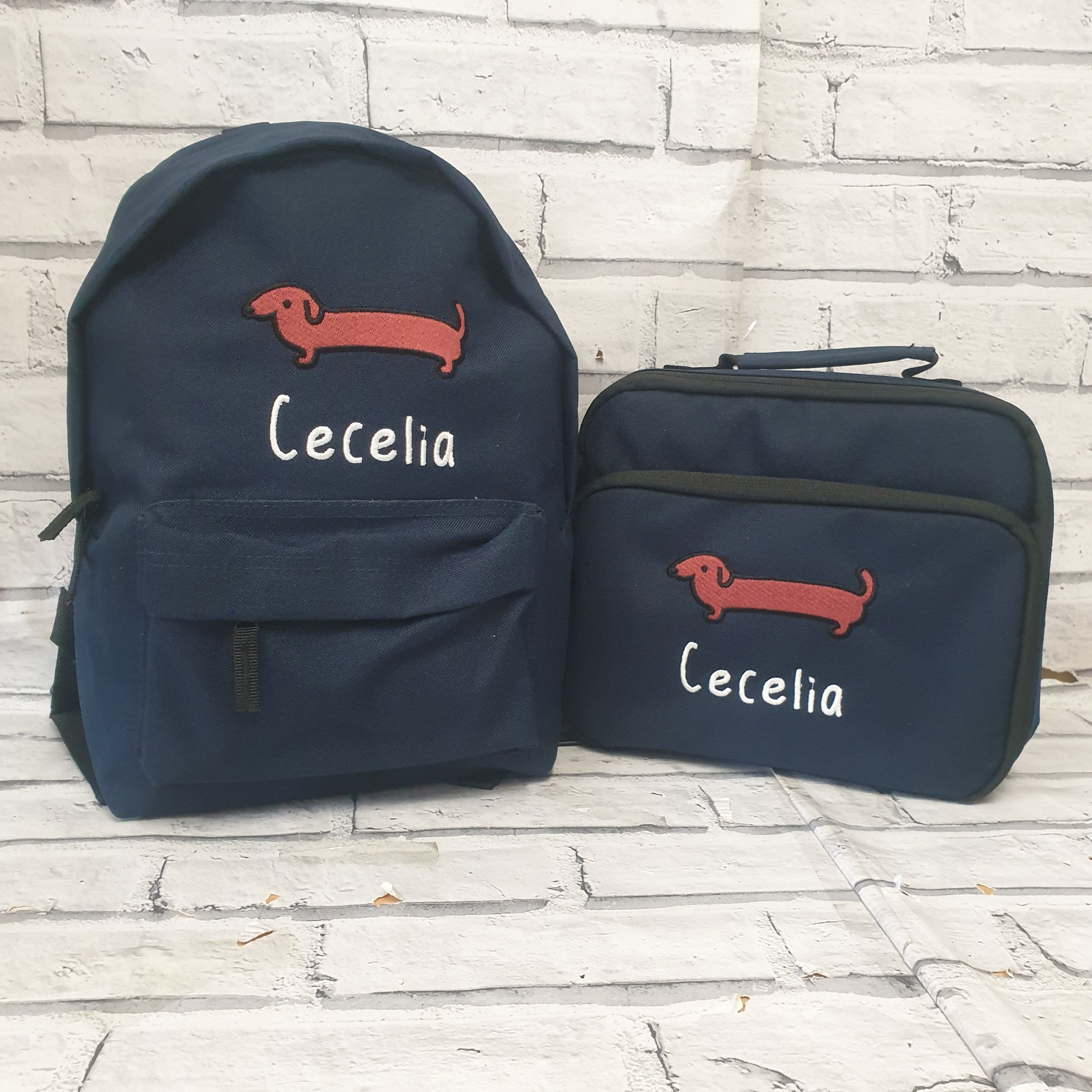 Embroidered Construction Backpack With Matching Lunch Box Personalised  Backpack and Lunch Bag Personalised Construction School Bag Set 