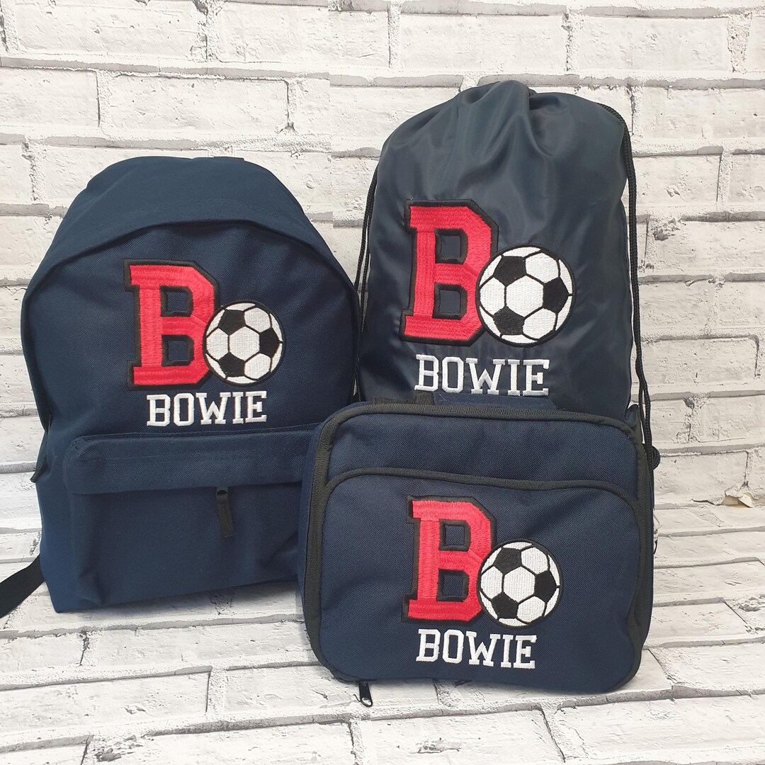 Buy Personalised Football Backpack, Pe Bag and Lunch Bag Set