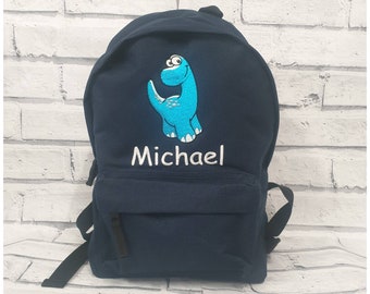 Personalised Dinosaur Rucksack, Embroidered Dinosaur Nursery Backpack