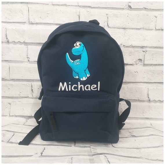 Personalised Dinosaur Rucksack, Embroidered Dinosaur Nursery Backpack