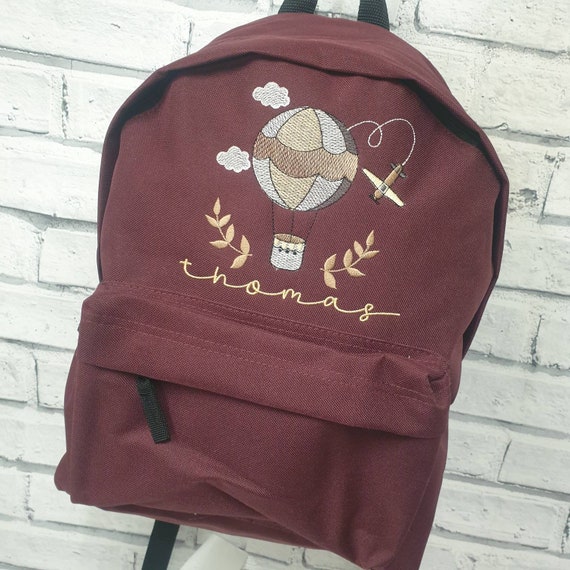 Personalised Toddler Backpack, Embroidered Hot Air Balloon Rucksack, Nursery Bag, Personalised Air Balloon Backpack, Kids Nursery Bag