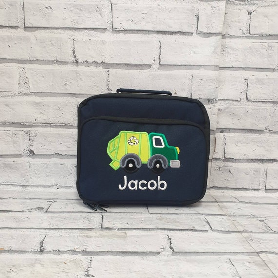 Personalised Lunch Box, Embroidered Bin Lorry Lunch Bag, Garbage Truck Cool Bag, School Lunchbox, Personalised School Lunchbag