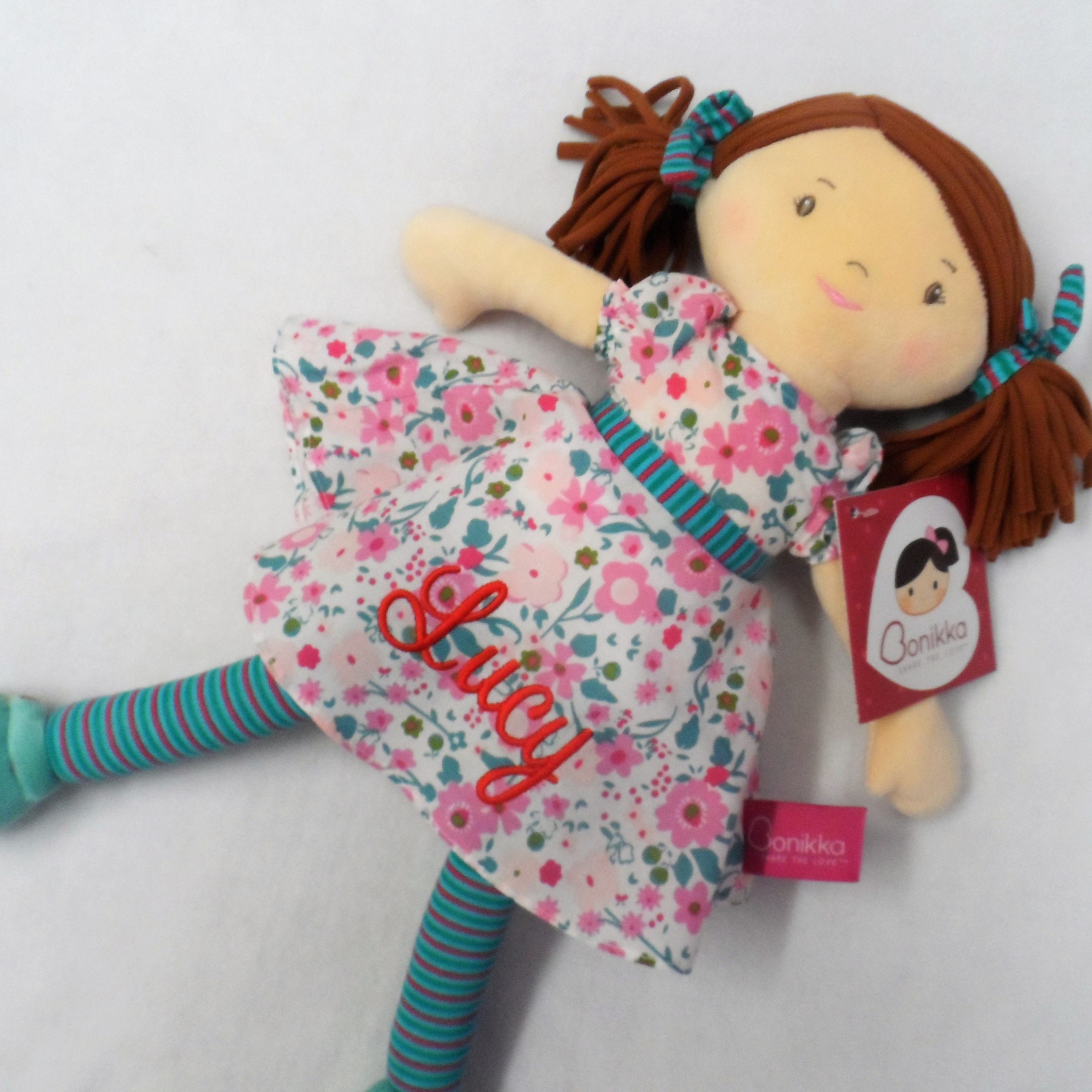 Personalised rag doll embroidered baby girls gift christening