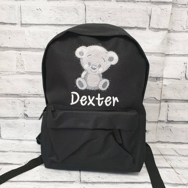 Personalised Teddy Bear Backpack, Embroidered Toddler Rucksack,Nursey, School Bag, Unisex, Boy, Girl