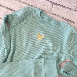 Personalised Kid's Lounge Set, Embroidered Ribbed Loungewear, Personalised Toddler Lounge Wear Set, Unisex Lounge Wear, Long Sleeve Top