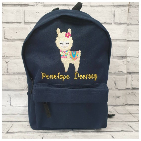 Personalised  Llama Backpack, Embroidered Llama Rucksack,Nursey, School Bag, Unisex, Girl