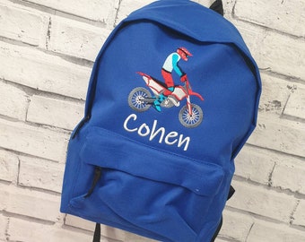 Mochila infantil con diseño de motocross personalizado, mochila de  motocross bordada, mochila escolar, unisex, para niño y