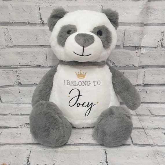 Personalised I belong to Teddy Bear, Custom Embroidered Stuffed Animal, New Baby Gift
