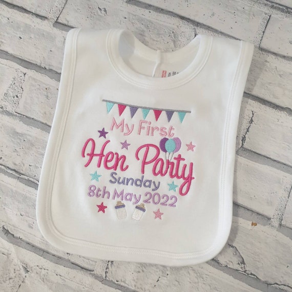 Personalised Baby Bib, My first hen party bib, Hen Party, Wedding bib