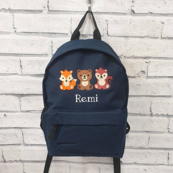 Personalised Toddler Backpack, Embroidered Woodland Animals Rucksack, Bear School Bag, Squirrel Rucksack, Fox Backpack, Animal Bag, unisex