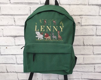 Mochila personalizada para niños pequeños, mochila de elefante bordada, bolsa de enfermería de león, bolsa escolar de cebra, unisex, niño, niña, mochila de animales safari.