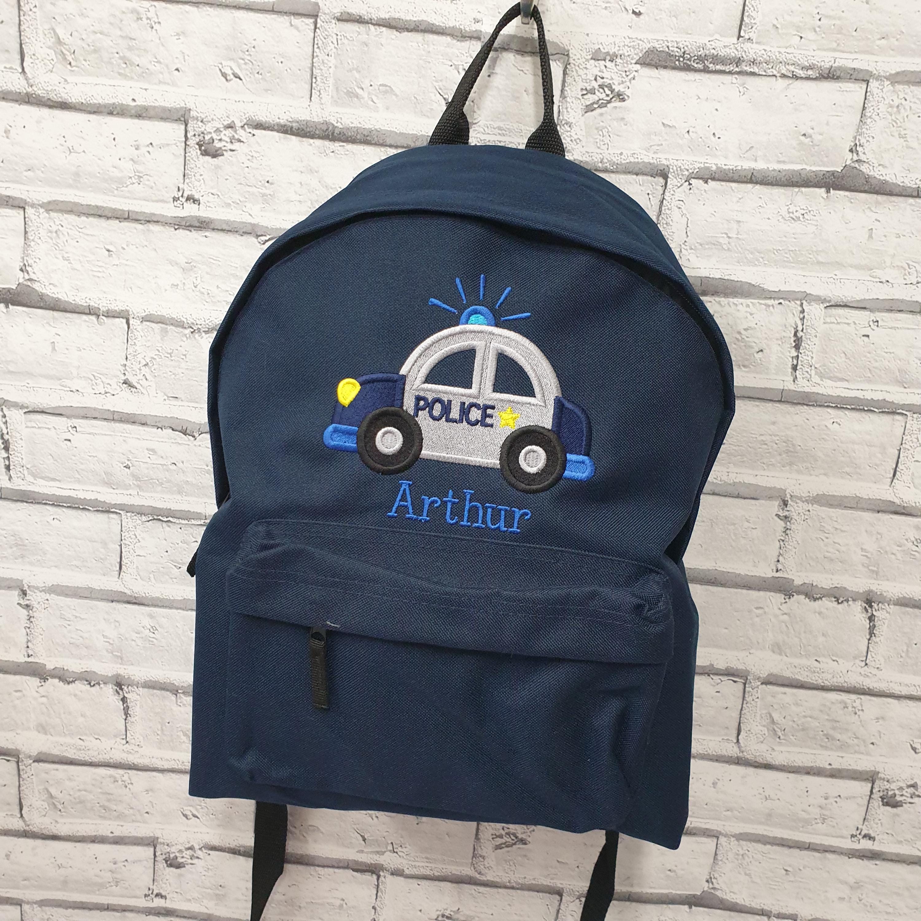 Personalised Toddler Backpack Embroidered Police Car Rucksack nursey Bag School Bag Unisex Boy Girl Police Car Bag Etsy UK