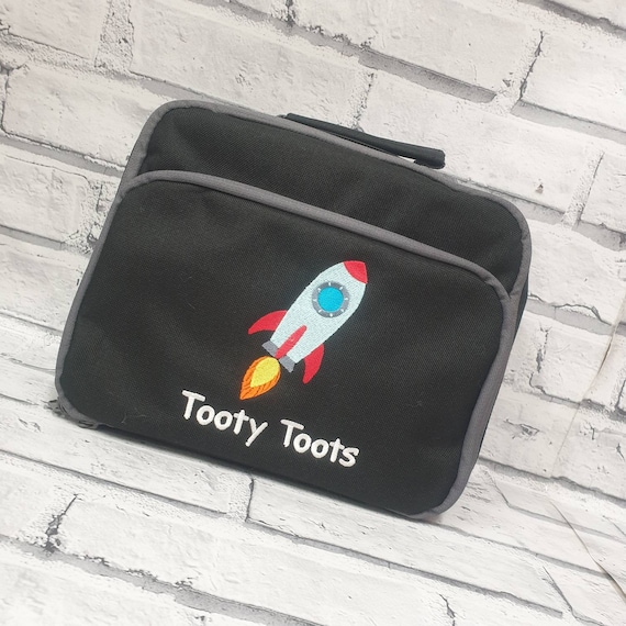 Personalised Rocket LunchBox, School Lunch Bag, Toddler LunchBox, Embroidered Space Design