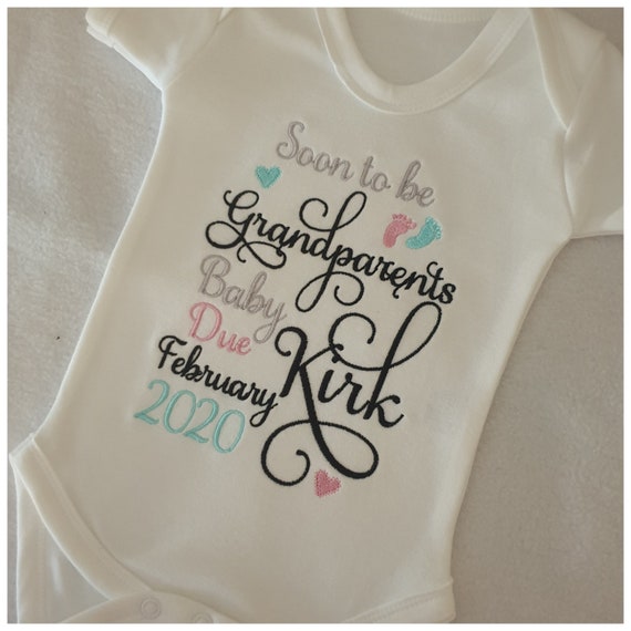 Personalised Birth Announcement Baby Vest, Baby Clothing, Pregnancy Reveal