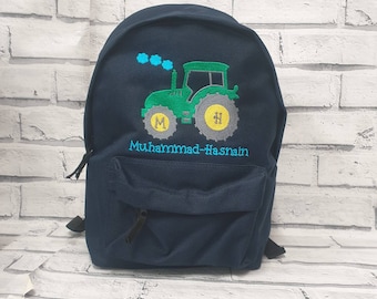 Personalised Tractor Toddler Backpack, Rucksack,Nursey, School Bag, Unisex, Boy, Girl