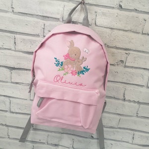 Sac à dos personnalisé pour tout-petit, sac à dos brodé lapin, cartable maman et bébé lapin, sac pour chambre d'enfant lapin, sac pour chambre d'enfant lapin